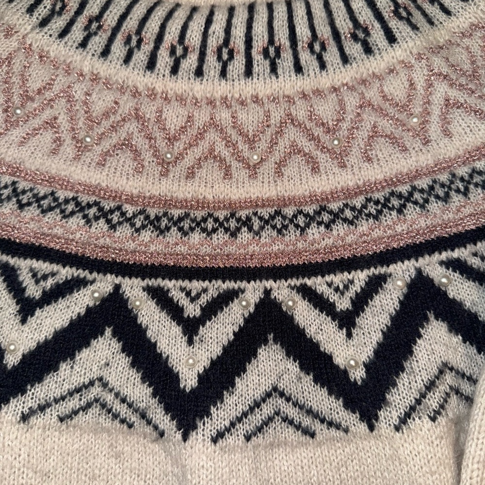 Maurice’s Festive Cozy Fair Isle Knit Sweater Size Small Embellished - Picture 3 of 7